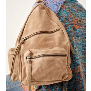 NWT- Free People Oxford Style Suede Sling Bag in Mushroom
